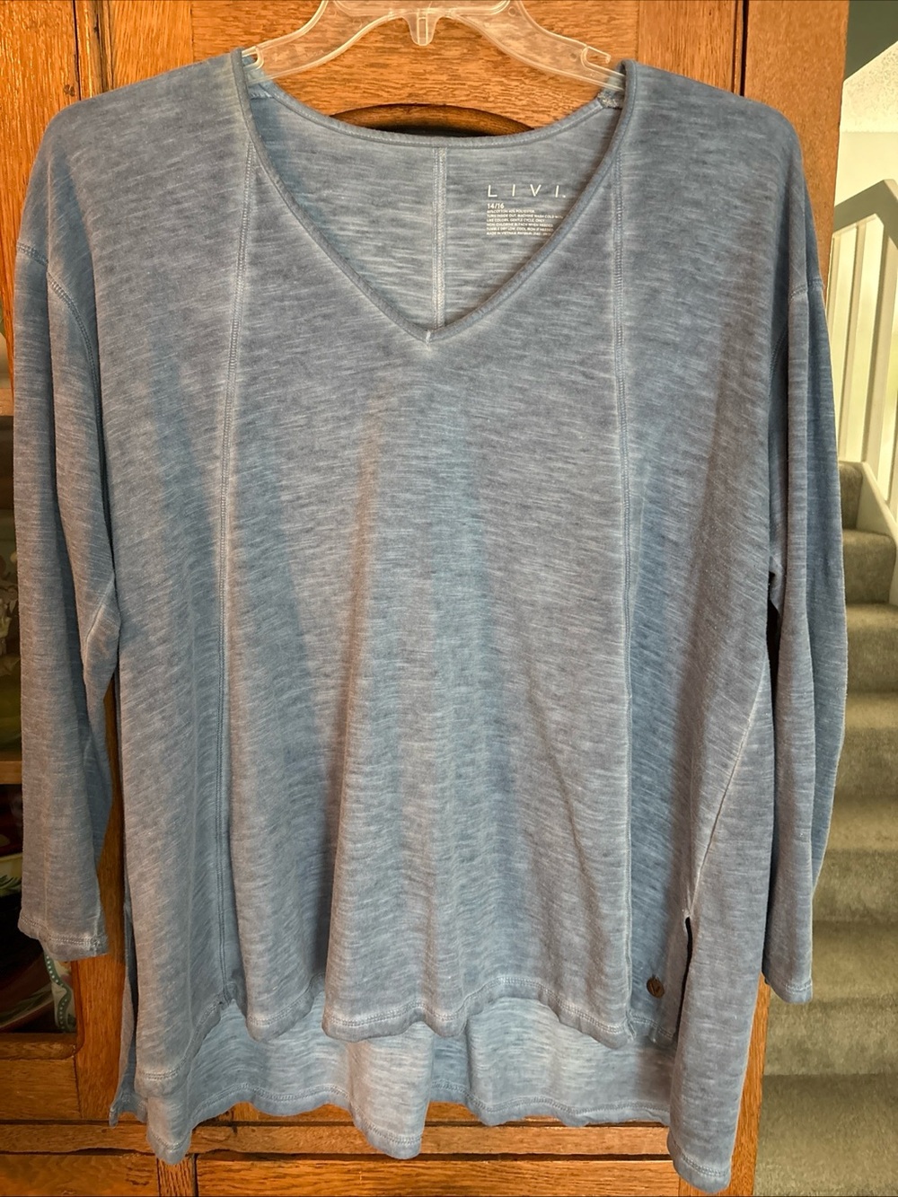 Lane Bryant LIVI Blue V-Neck Women's Shirt